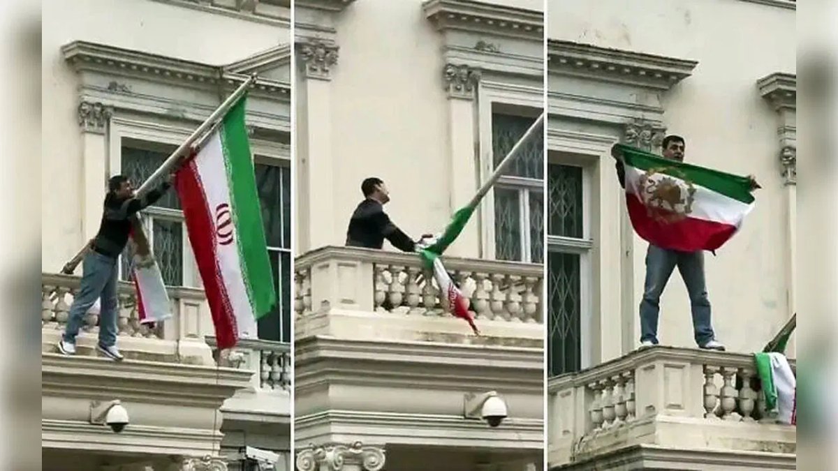 İran Büyükelçiliği Balkonuna Çıkan Gösterici Dikkatleri Üzerine Çekti