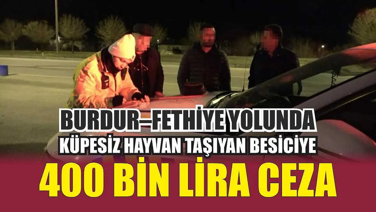 Burdur-Fethiye Yolu Üzerinde Küpesiz Hayvan Taşıyan Besiciye 400 Bin Lira Para Cezası