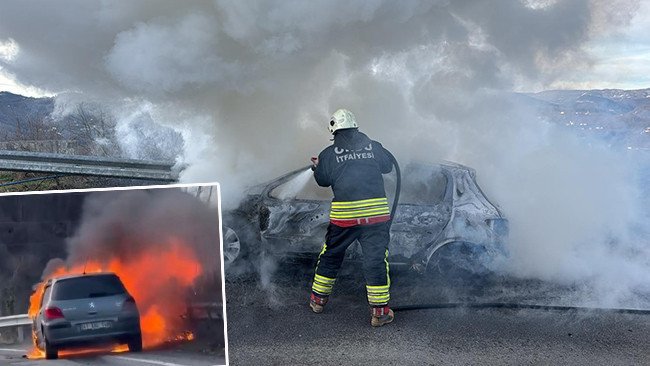 Ordu'da Hareket Halindeki Araç Alev Alarak Yandı