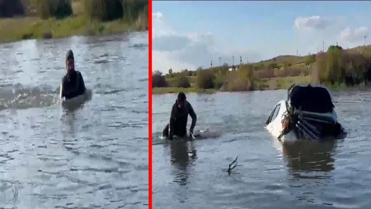 Kırşehir’de Otomobil Kızılırmak Nehri’ne Uçtu: Sürücü Kendi İmkanlarıyla Kurtuldu