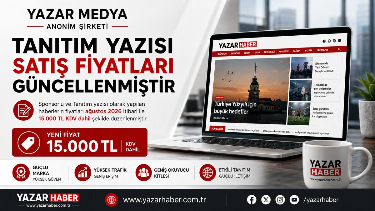 Yazar Haber’de Tanıtım Yazısı Fiyatları Güncellendi: Yeni Fiyat 15 Bin TL