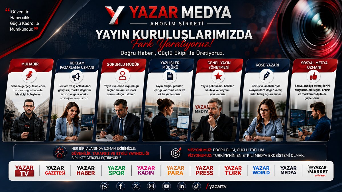Yazar Medya Grubu’nda İşe Alımda Yeni Dönem: Güçlü Kadro İçin Komisyon ve Mesleki Yeterlilik Şartı