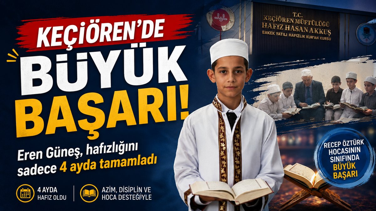 Keçiören’de Hafızlık Başarısı: Eren Güneş 4 Ayda Hafız Oldu
